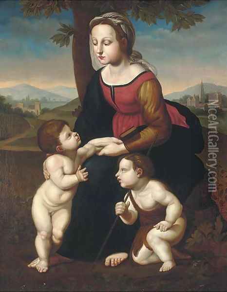 The Madonna and Child with the Infant Saint John the Baptist Oil Painting - Raphael