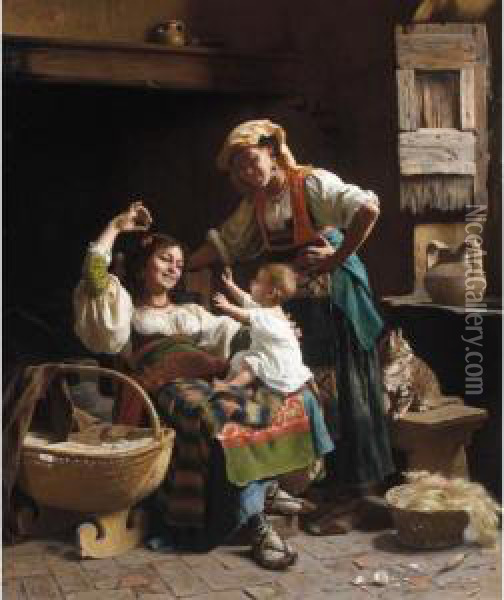 The Centre Of Attention Oil Painting - Pietro Saltini