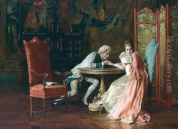 La Corte (The Courtship) Oil Painting - Federico Andreotti
