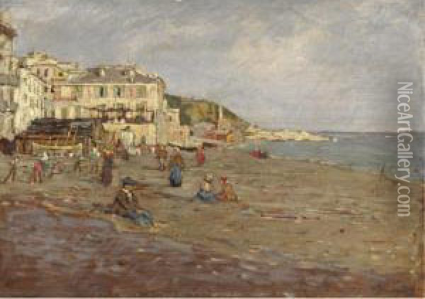 Spiaggia Di Varazze Oil Painting - Enrico Reycend