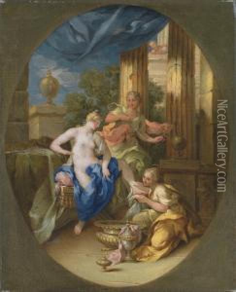 David And Bathsheba Oil Painting - Michele Da Parma (see Rocca)