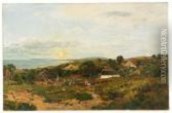 Village By The Sea Oil Painting - Eugene Gustav Ducker