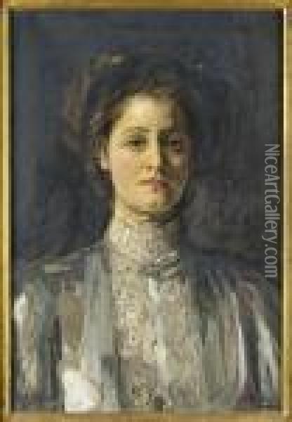 Half Length Portrait Of Betty Oil Painting - John Lavery