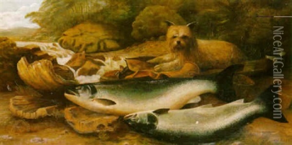 Guarding The Catch Oil Painting - John Bucknell Russell