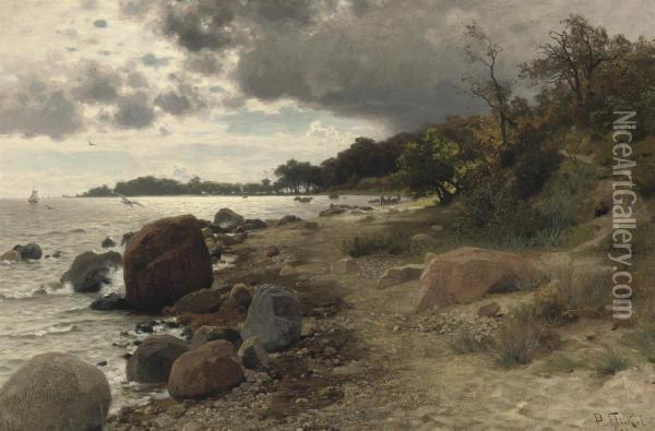 The Rocky Coastline Oil Painting - Paul Franz Flickel