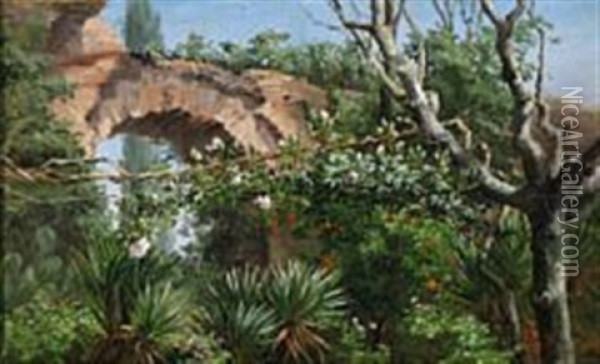 Villa Valkansky Aqueduct Oil Painting - Anthonie Eleonore (Anthonore) Christensen