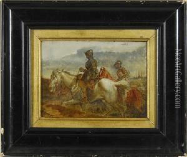 Knights On Horseback Oil Painting - Frederick Weekes