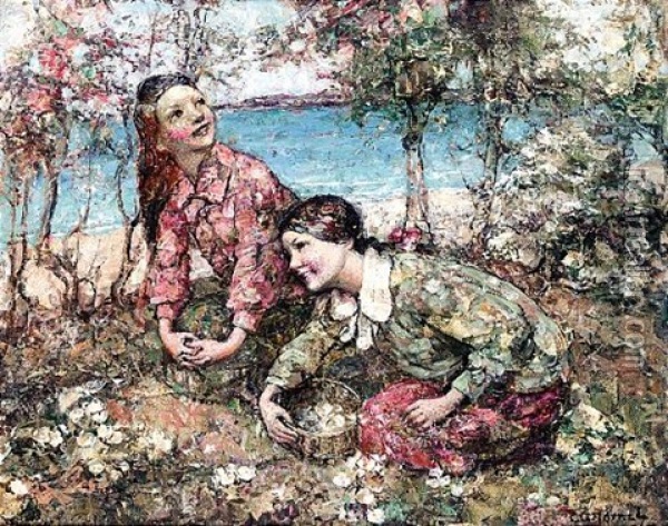 Picking Anemones, Brighouse Bay Oil Painting - Edward Atkinson Hornel