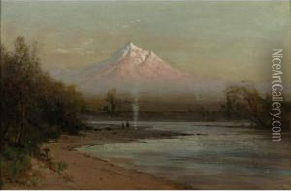 Evening At Mt. Shasta Oil Painting - Thomas Hill