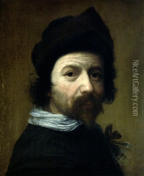 Portrait D'homme A La Toque Oil Painting - Jan Cossiers