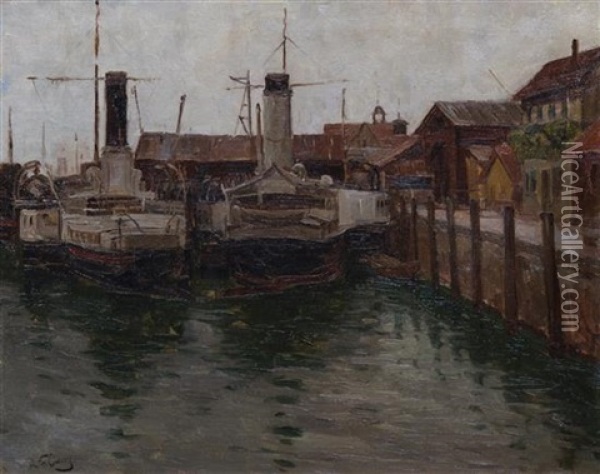 Harbor Scene Oil Painting - Robert Franz Curry