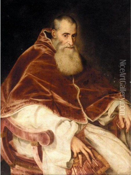 Portrait Of Pope Paul Iii Oil Painting - Tiziano Vecellio (Titian)
