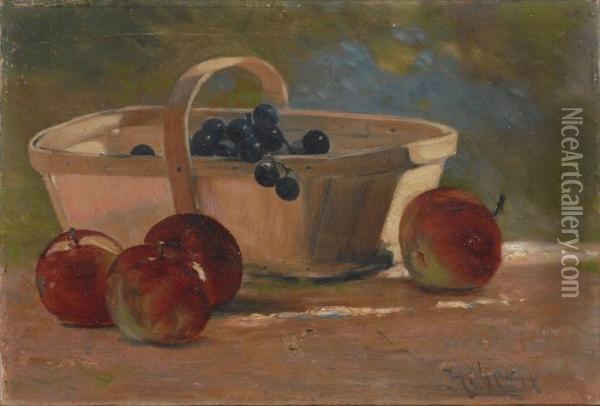 Grapes And Apples Oil Painting - John Haberle