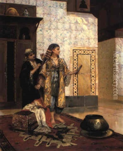 After The Bath Oil Painting - Rudolf Ernst