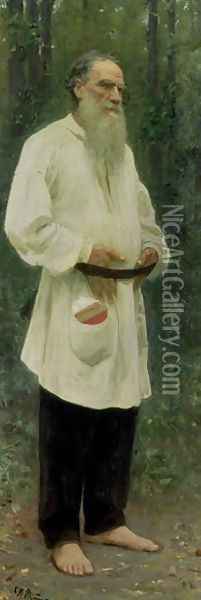 Portrait of Lev Tolstoy (1828-1910) 1901 Oil Painting - Ilya Efimovich Efimovich Repin