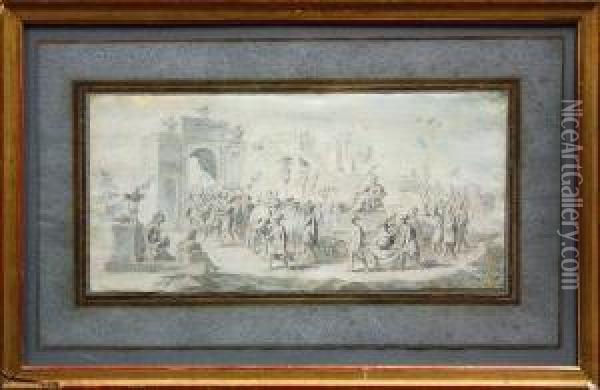 Victorious Processing Through The Arc De Triomphe Oil Painting - William Van Der Hagen