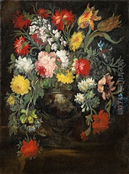 Blumenstilleben In Prunkvase Oil Painting - Margherita Caffi