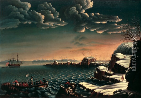 Landing Of The Pilgrims 1803 07 Oil Painting - Michele Felice Corne