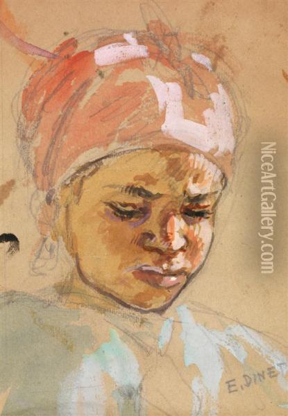 Jeune Algeroise Au Turban Oil Painting - Alphonse Etienne Dinet