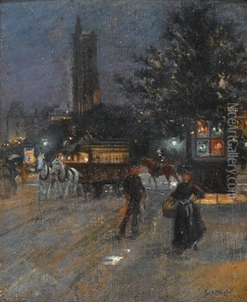 Paris, St. Jacque's Tower Oil Painting - Louis Abel-Truchet