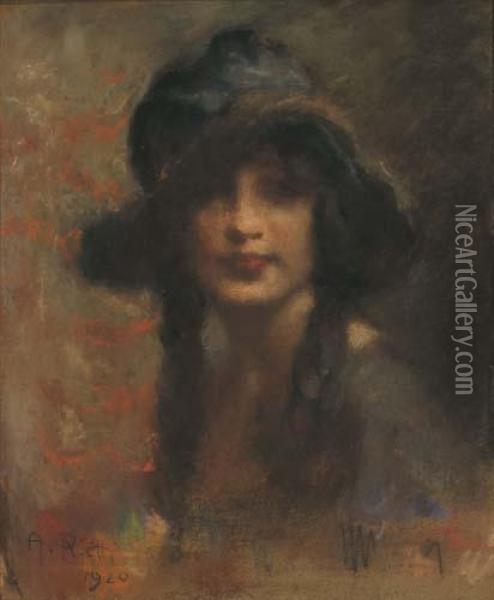 Signora Con Cappello Oil Painting - Arturo Rietti