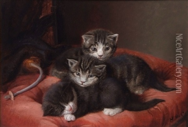 Motherless (cat Studies) Oil Painting - Horatio Henry Couldery