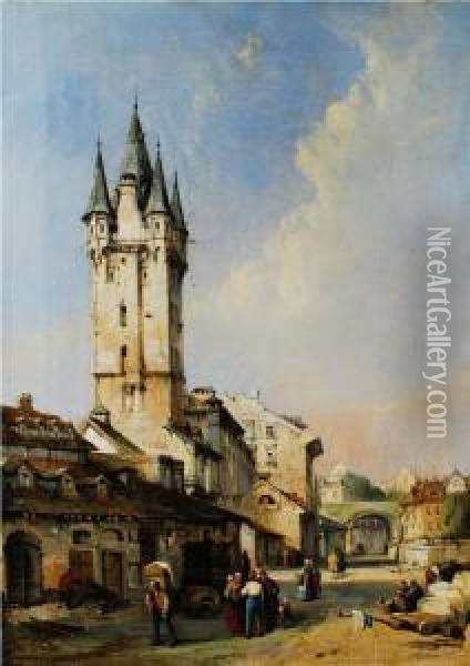 Stadtansicht Von Mainz Am Rhein Oil Painting - Charles F. Tomkins