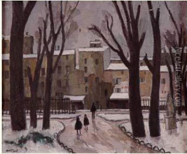 neige A Paris Oil Painting - Louis Robert Antral