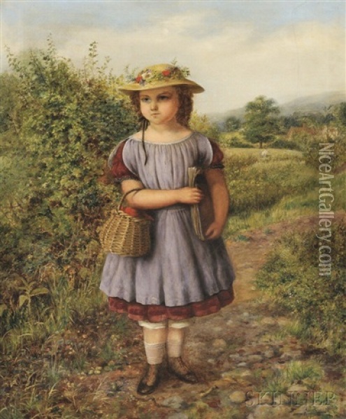 Off To School Oil Painting - Augustus Jules Bouvier