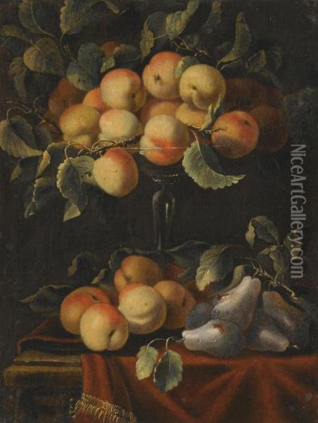 Still Lifes With Fruit And Glass Tazzas Oil Painting - Carlo Manieri