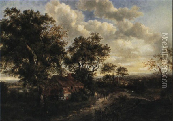 The Cottage On The Roadside Oil Painting - Patrick Nasmyth