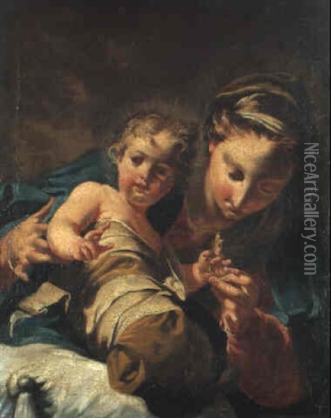 Madonna Mit Kind Oil Painting - Giovanni Battista Pittoni the younger