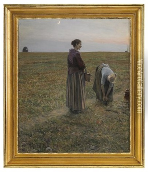 Vid Arbetsdagens Slut Oil Painting - Gottfried Kallstenius
