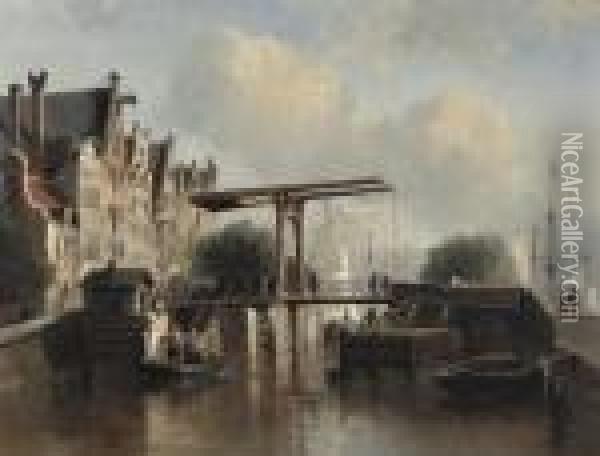 The Drawbridge Oil Painting - Antonie Waldorp