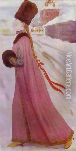 Moscow Girl Of The XVII Century 1903 Oil Painting - Andrei Petrovich Ryabushkin