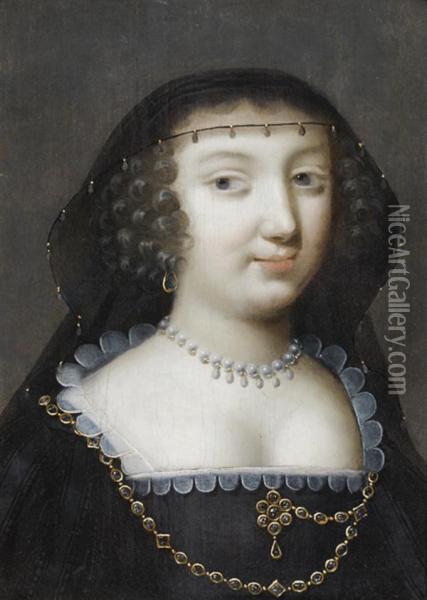 Portrait De Jeune Femme Au Collier De Perles Oil Painting - Claude Deruet