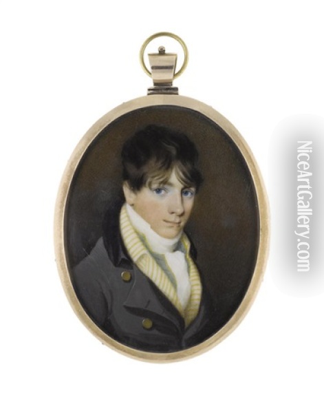 A Portrait Miniature Of A Gentleman Oil Painting - William Nicholson