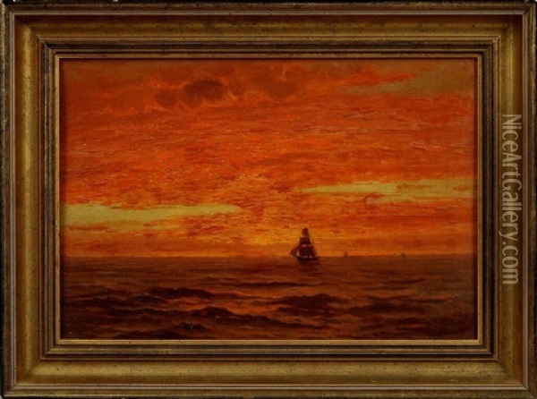 Sonnenuntergangsstimmung Am Meer Oil Painting - Louis Douzette