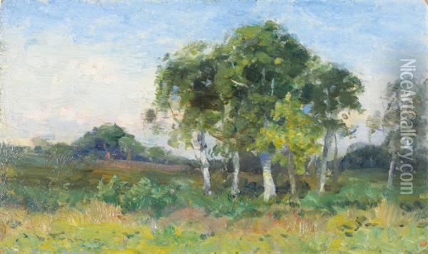 Sycamores; And A Companion Painting Oil Painting - Jessie Leach France