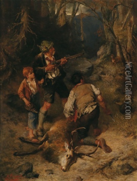 Uberraschte Wilderer, Munchen Oil Painting - Max Correggio