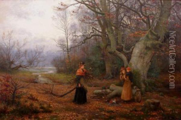 Wood Gatherers, Burnham Beeches Oil Painting - Florence Fitzgerald