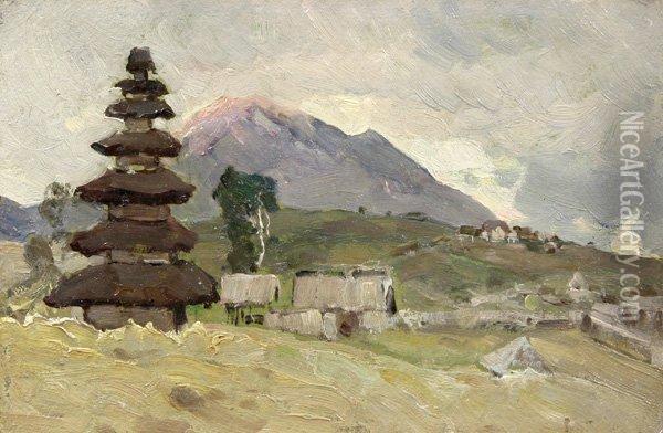 Pagoda In The Mountains Oil Painting - Ivan Leonidovich Kalmykov