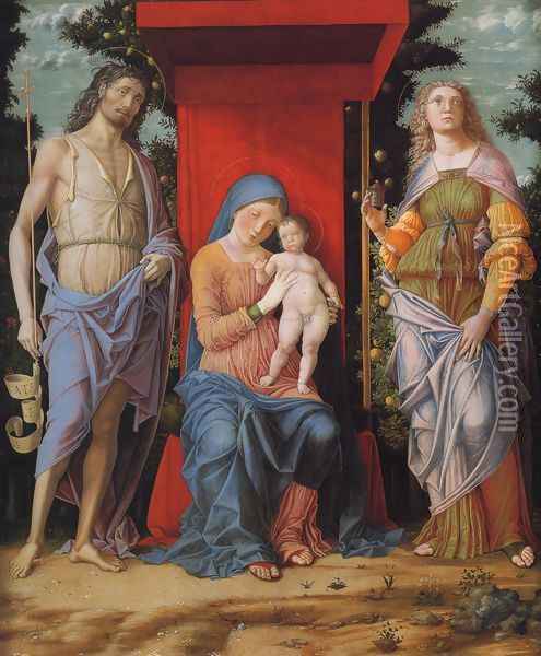 Virgin And Child With The Magdalen And St John The Baptist Oil Painting - Andrea Mantegna