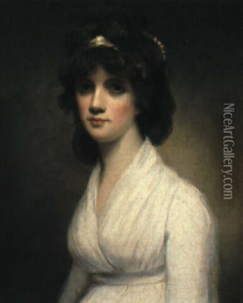Portrait Of Elizabeth Townshend In A White Dress Oil Painting - Sir William Beechey