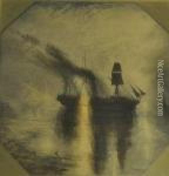 Marine Battle Oil Painting - Joseph Mallord William Turner