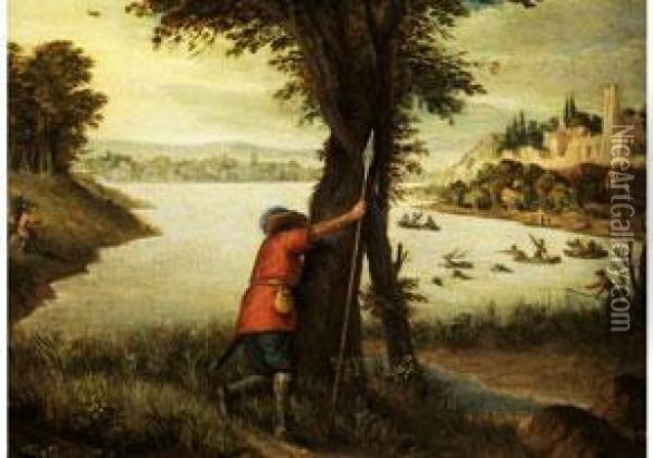 Flusslandschaft Mit Jagern Oil Painting - David Vinckboons