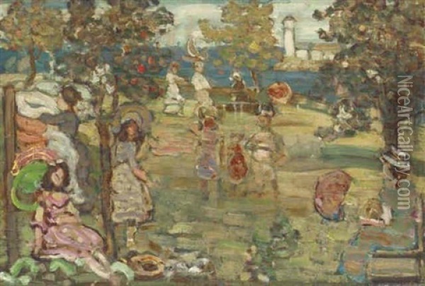 Summer Day - The Lighthouse Oil Painting - Maurice Prendergast