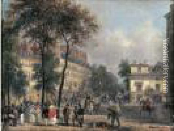 Un Boulevard A Paris Oil Painting - Guiseppe Canella