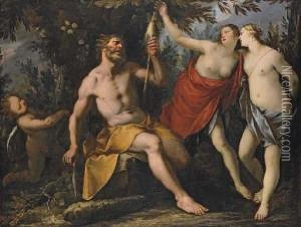 Hercules And Omphale Oil Painting - Stefano Danedi