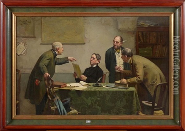 La Reunion Chez Le Notaire Oil Painting - Franz Meerts